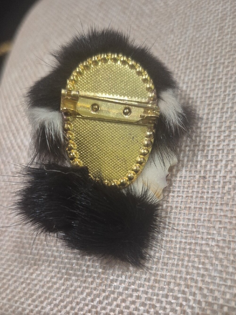 Vintage Mink Rabbit Fur Porcelain Face Brooch - Picture 3 of 3